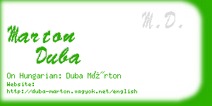 marton duba business card